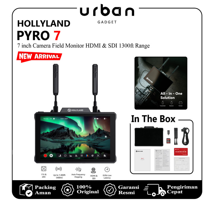 Hollyland Pyro 7 Wireless Video Transmitter & Receiver & 7 inch Camera Field Monitor HDMI & SDI 1300ft Range,