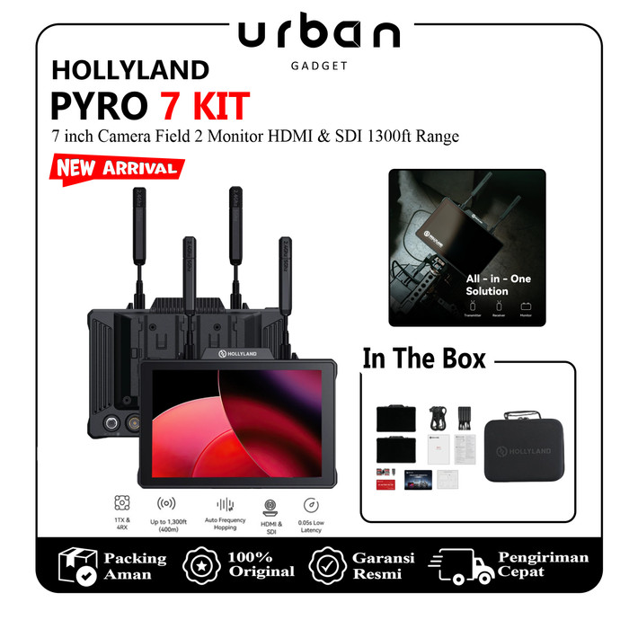Hollyland Pyro 7 KIT Wireless Video Transmitter & Receiver & 7 inch Camera Field Monitor HDMI & SDI 1300ft Range