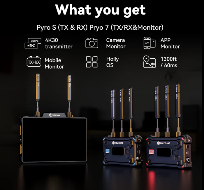 Hollyland Pyro 7 Video Transmission Monitoring With Pyro S Bundle - Resmi