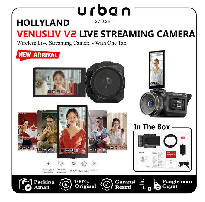 Hollyland VenusLiv V2 Wireless Live Streaming Camera, 4K30p/RTMP/USB-C/HDMI Video Output - Resmi