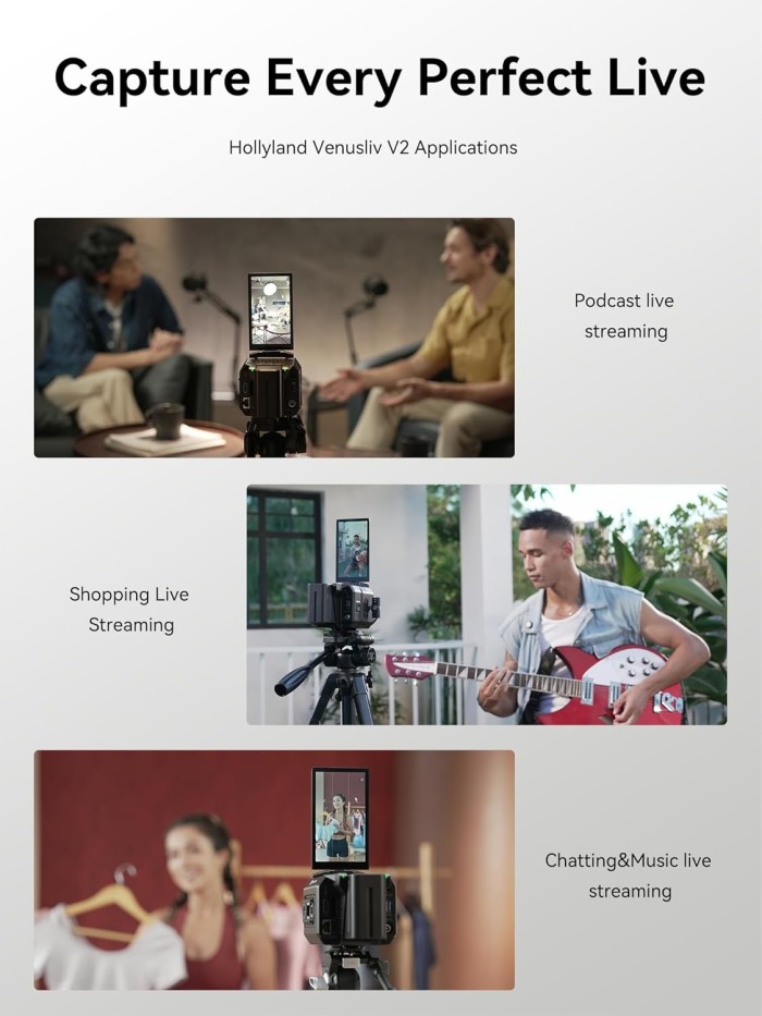 Hollyland VenusLiv V2 Wireless Live Streaming Camera, 4K30p/RTMP/USB-C/HDMI Video Output - Resmi
