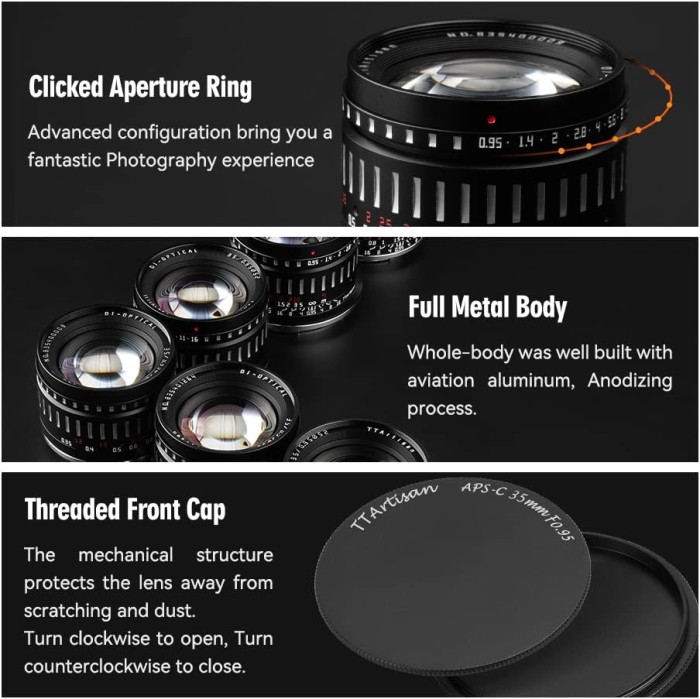 TTArtisan 35mm F0.95 APS-C Manual Prime Lens for Sony-E Fujifilm-X - Resmi