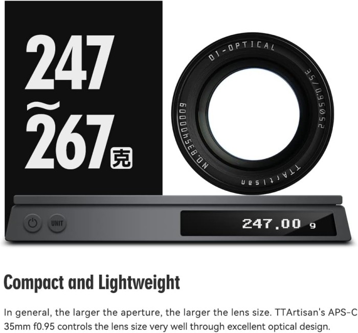 TTArtisan 35mm F0.95 APS-C Manual Prime Lens for Sony-E Fujifilm-X - Resmi