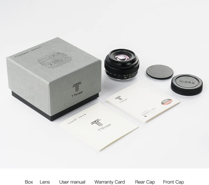 TTArtisan 50mm F2 Full Frame Large Aperture Manual Portrait Lens for Fujifilm XF Canon M Sony E Leica L Nikon Z Canon RF M43 Mount - Resmi