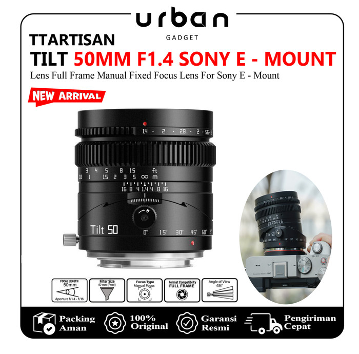 TTArtisan Tilt 50mm F1.4 Lens Full Frame Manual Fixed Focus Lens for Sony E | Fuji X | Leica L | Nikon Z | Canon RF | Mount Cameras - Resmi