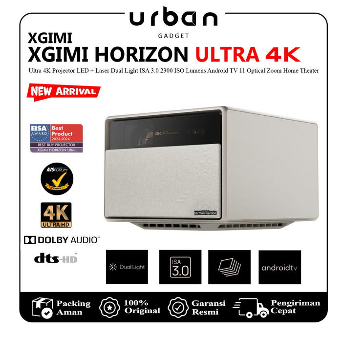 XGIMI HORIZON Ultra 4K Projector LED + Laser Dual Light ISA 3.0 2300 ISO Lumens Android TV 11 Optical Zoom Home Theater - Resmi