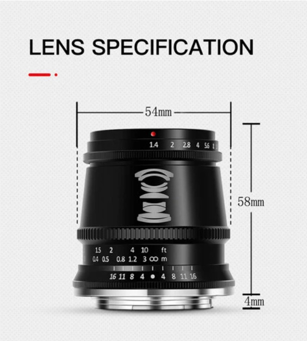 TTArtisan 17mm F1.4 APS-C Cameras Lens Manual Focus MF for Canon M EF-M EOS-M Sony E Fujifilm X Fuji X M43 M4/3 Mount