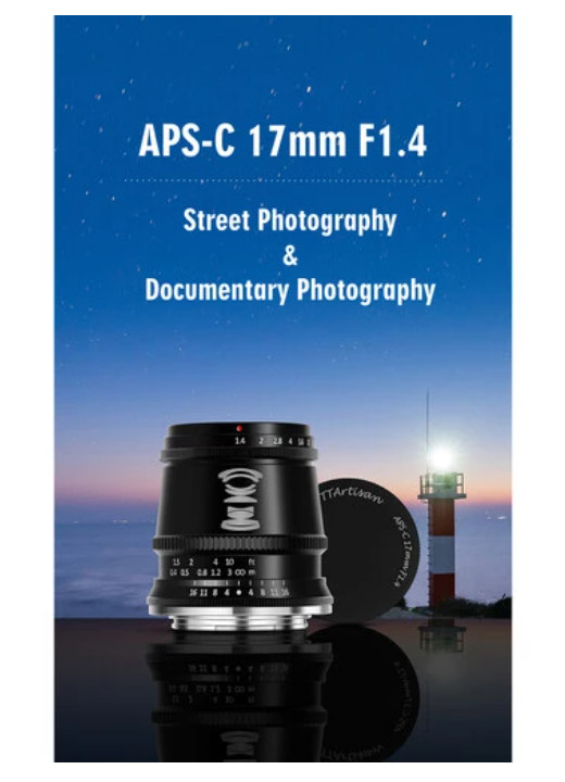 TTArtisan 17mm F1.4 APS-C Cameras Lens Manual Focus MF for Canon M EF-M EOS-M Sony E Fujifilm X Fuji X M43 M4/3 Mount