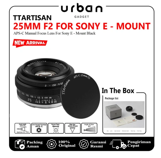 TTArtisan 25mm F2.0 APS-C Manual Focus Lens For Canon EOS-M/ Sony E/ Fuji X/ M43/ Nikon Z/ Canon RF/ L Mount Mirrorless Cameras - Resmi