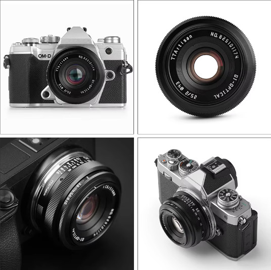 TTArtisan 25mm F2.0 APS-C Manual Focus Lens For Canon EOS-M/ Sony E/ Fuji X/ M43/ Nikon Z/ Canon RF/ L Mount Mirrorless Cameras - Resmi