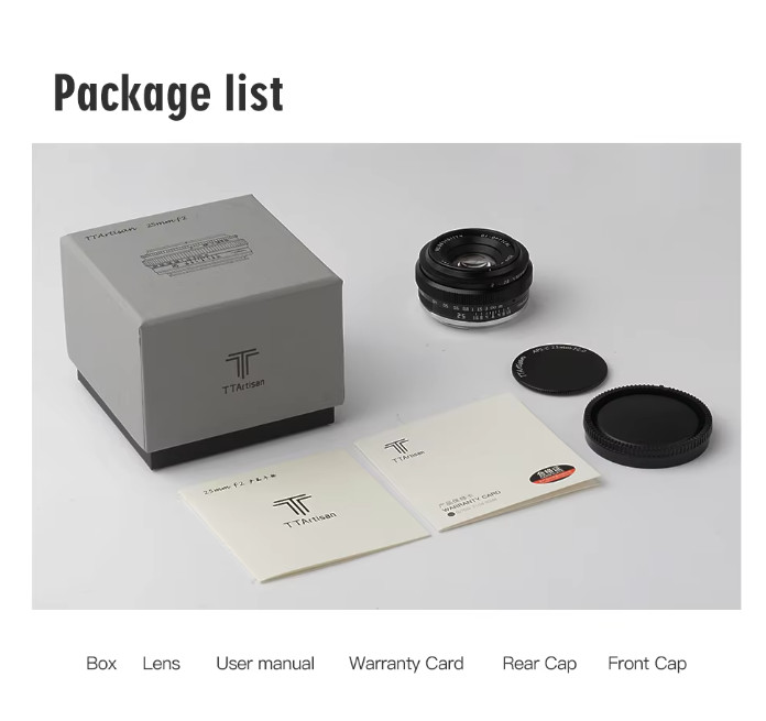 TTArtisan 25mm F2.0 APS-C Manual Focus Lens For Canon EOS-M/ Sony E/ Fuji X/ M43/ Nikon Z/ Canon RF/ L Mount Mirrorless Cameras - Resmi