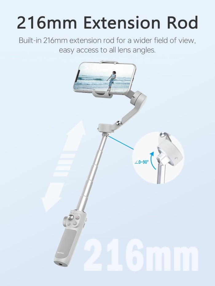 FeiyuTech Vimble 4 VB4 Smartphone Gimbal Stabilizer with 8.4''Extendable Rod,AI Tracking,Gesture Control, Face Tracking 3-Axis Phone Gimbal Selfie Stick Portable for Smartphone