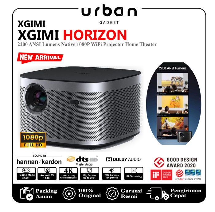 XGIMI HORIZON 1080p FHD Home Theatre Movie Projector | 2200 ANSI Lumens| WiFi Projector Global Version 3D Support Android TV 10.0 - Resmi