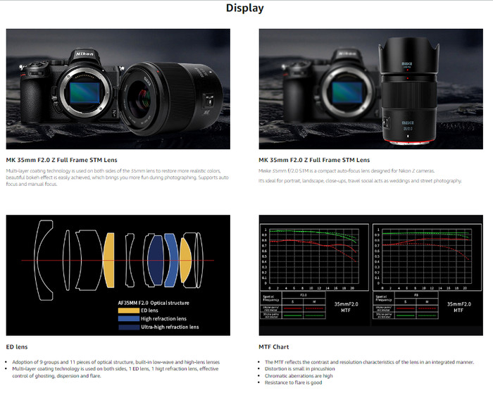 Meike 35mm F/2.0 Autofocus Portrait Lens For Sony - E | Nikon - Z | Fuji - XF | Mount Cameras - Resmi