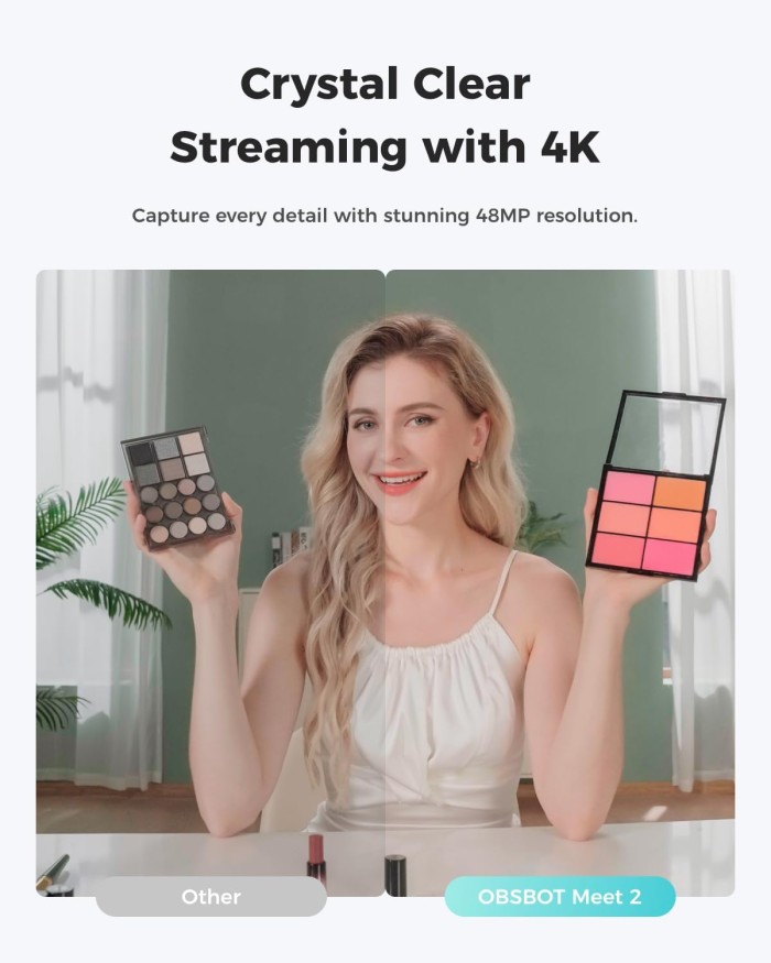 OBSBOT Meet 2 AI-Powered 4K Webcam Live Streaming Original Resmi | Dual omni-directional microphones with Noise Reduction and Auto Gain Control Fast Auto Focus