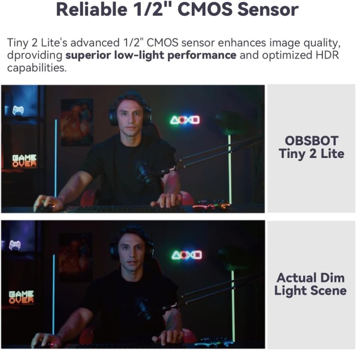 Obsbot Tiny 2 Lite AI-Powered 4K PTZ Webcam Streaming Camera - Resmi