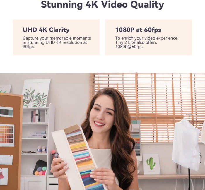 Obsbot Tiny 2 Lite AI-Powered 4K PTZ Webcam Streaming Camera - Resmi