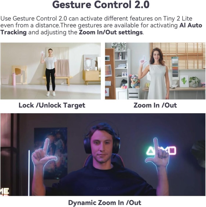 Obsbot Tiny 2 Lite AI-Powered 4K PTZ Webcam Streaming Camera - Resmi