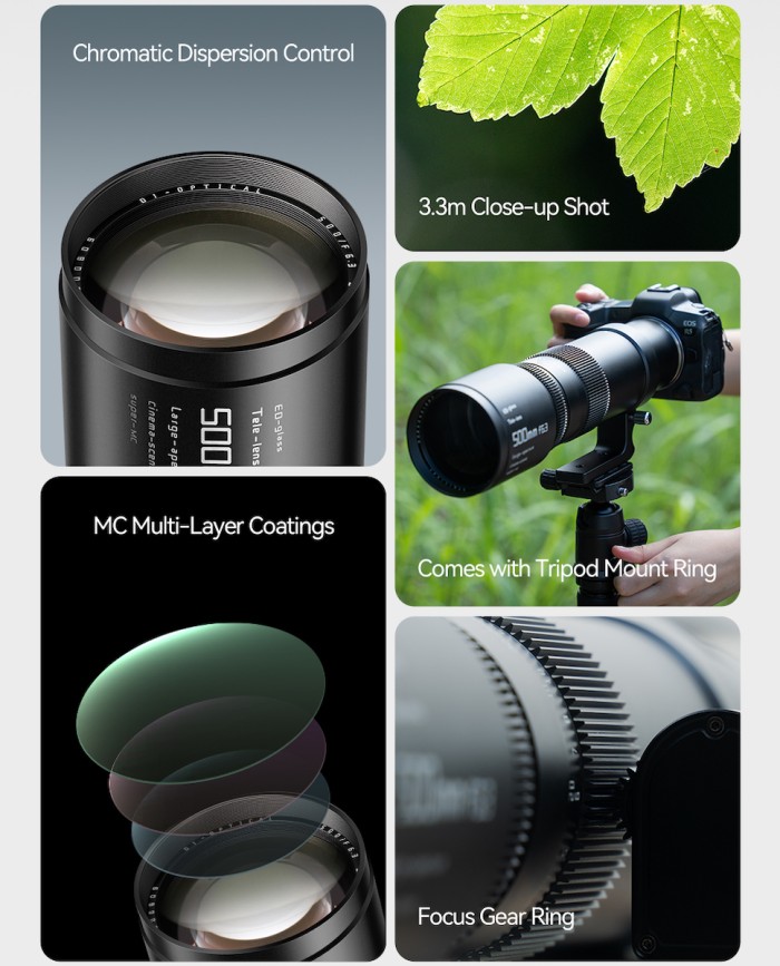 TTArtisan 500mm F6.3 Full Frame Camera Lens Telephoto Lens Wildlife Photography for Sony E - Mount - Resmi