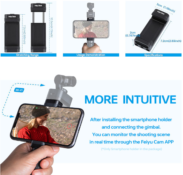Feiyu Pocket Smartphone Phone Holder Adapter Accessory for Feiyu Pocket Camera 3-Axis Stabilizer Gimbal Camera