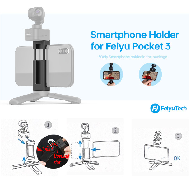 Feiyu Pocket Smartphone Phone Holder Adapter Accessory for Feiyu Pocket Camera 3-Axis Stabilizer Gimbal Camera