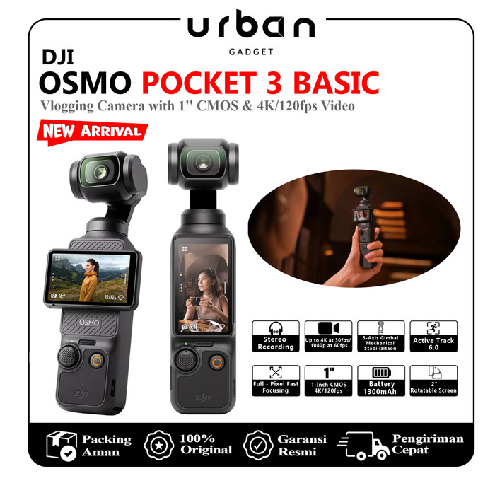 DJI Osmo Pocket 3 Basic | Vlogging Pocket Gimbal Camera with 1'' CMOS & 4K/120fps Video - Resmi