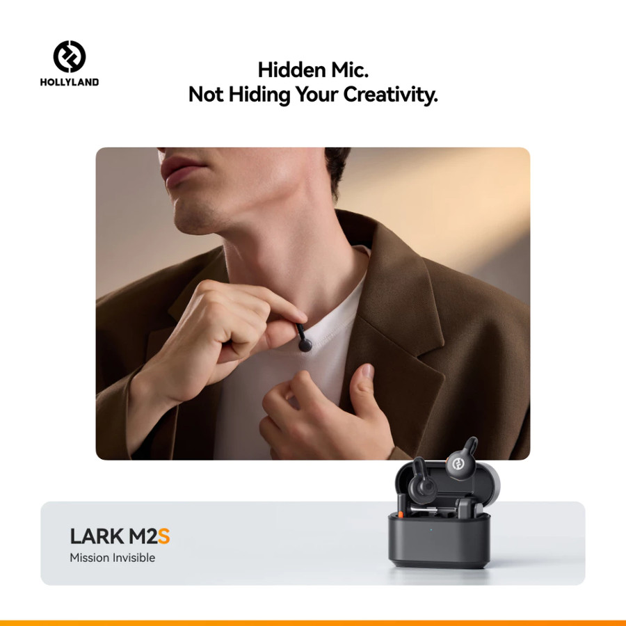 Mic Hollyland Lark M2S Combo Dual Wireless Invisible Lavalier Microphone System for Cameras and Mobile Devices - Resmi