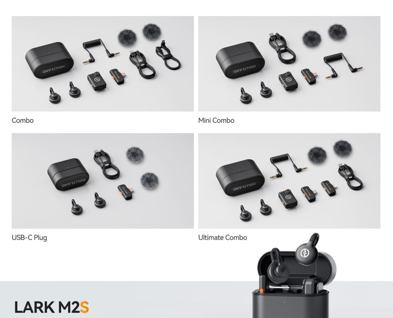 Mic Hollyland Lark M2S Combo Dual Wireless Invisible Lavalier Microphone System for Cameras and Mobile Devices - Resmi