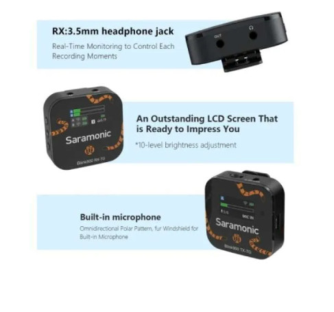 Saramonic Blink 900 B2 TG Tiger 2 Channel Wireless Microphone - Resmi