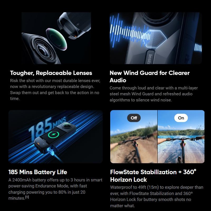  Insta360 X5 Action Cam 8k 360 Action Camera | Action Camera Insta 360 ONE X5 Action Cam - Resmi 