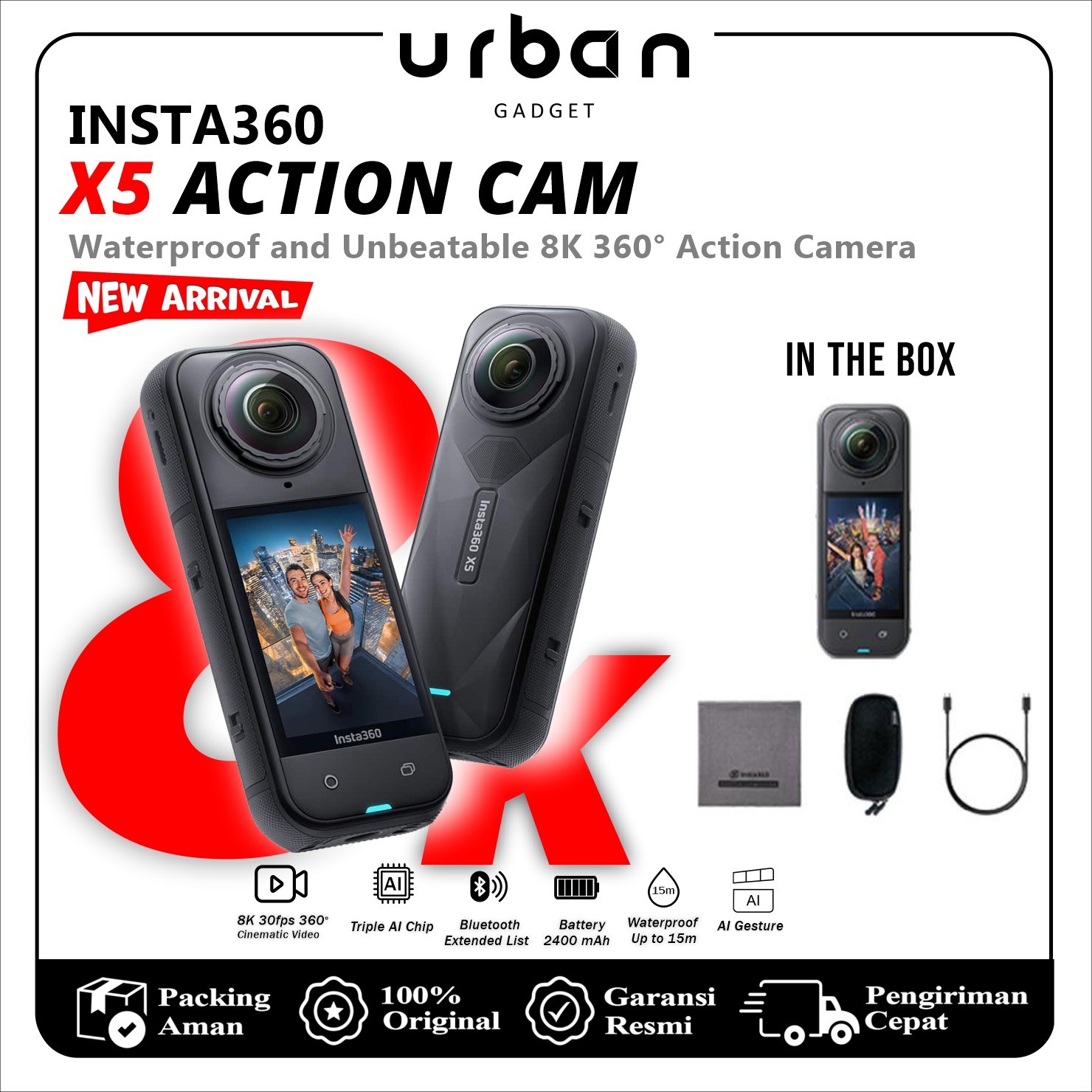  Insta360 X5 Action Cam 8k 360 Action Camera | Action Camera Insta 360 ONE X5 Action Cam - Resmi 