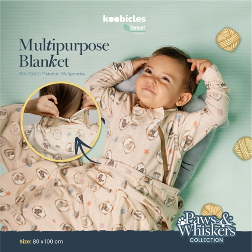 Koobicles Multipurpose Blanket TENCEL™ “Paws & Whiskers”