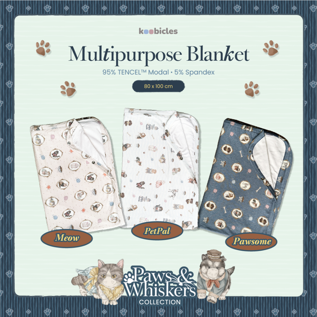 Koobicles Multipurpose Blanket TENCEL™ “Paws & Whiskers”