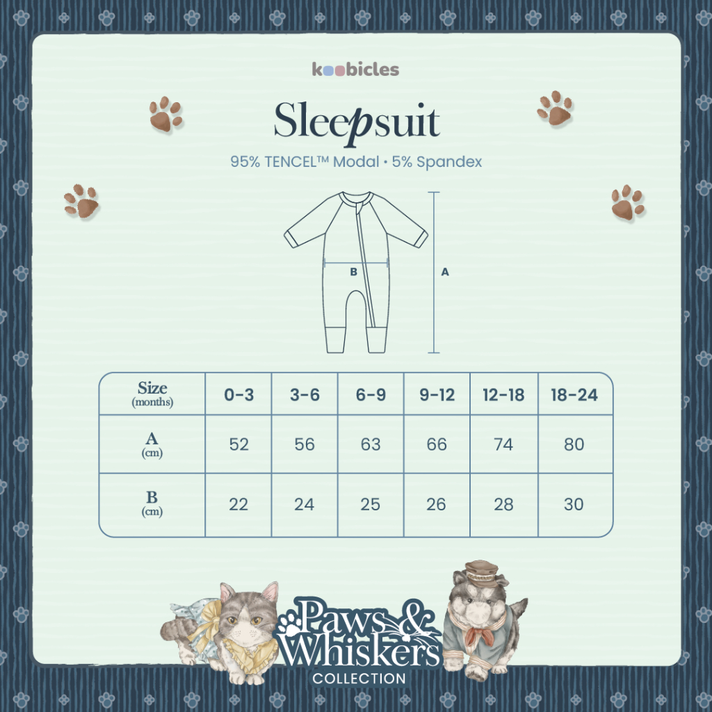 Koobicles Sleepsuit TENCEL™ "Paws & Whiskers”