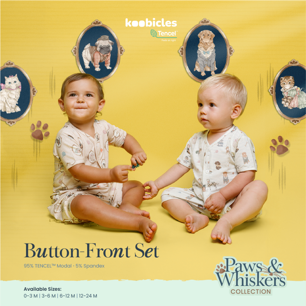 Koobicles Button-Front Set TENCEL™ “Paws & Whiskers”