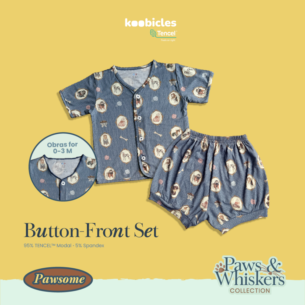 Koobicles Button-Front Set TENCEL™ “Paws & Whiskers”