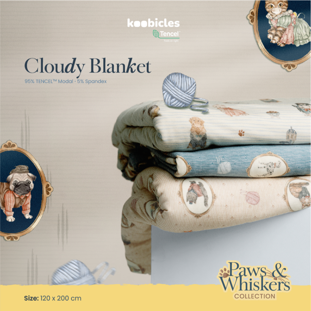 Koobicles Cloudy Blanket TENCEL™ "Paws & Whiskers”