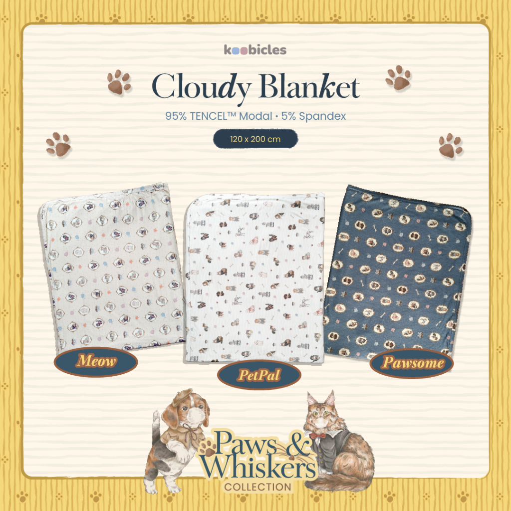 Koobicles Cloudy Blanket TENCEL™ "Paws & Whiskers”