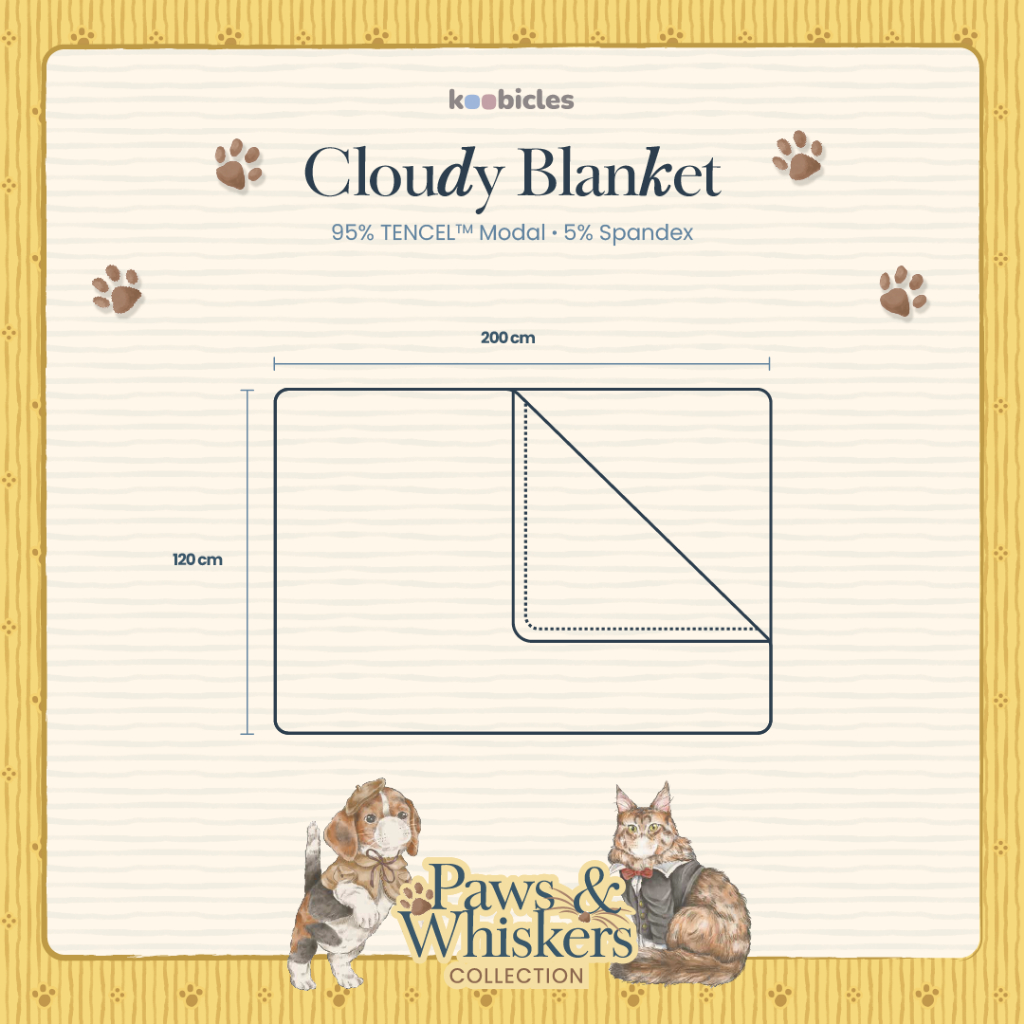 Koobicles Cloudy Blanket TENCEL™ "Paws & Whiskers”