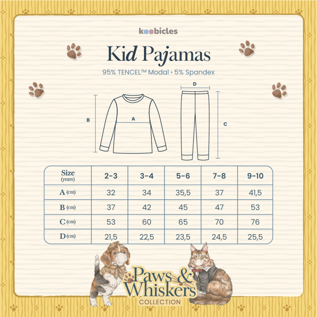 Koobicles Kid Pajamas TENCEL™ “Paws & Whiskers”