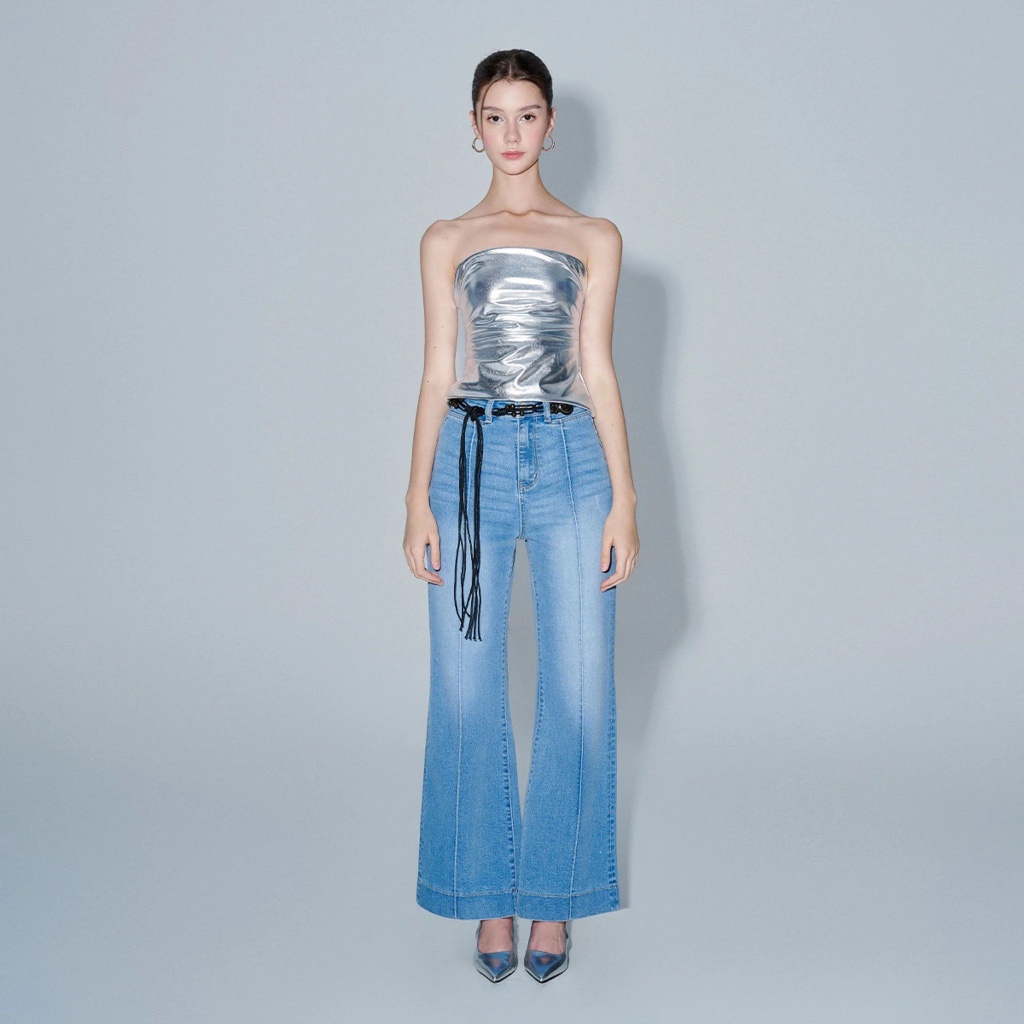 Metallic Fabric Bustier Top - Dottie