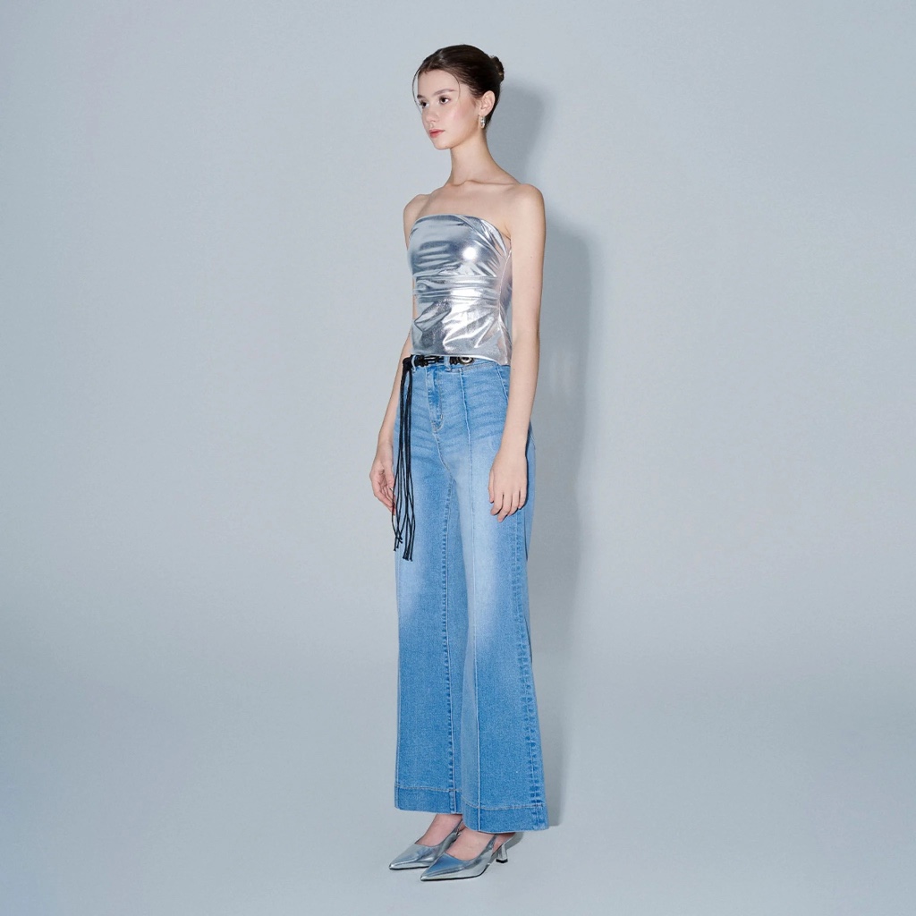 Metallic Fabric Bustier Top - Dottie