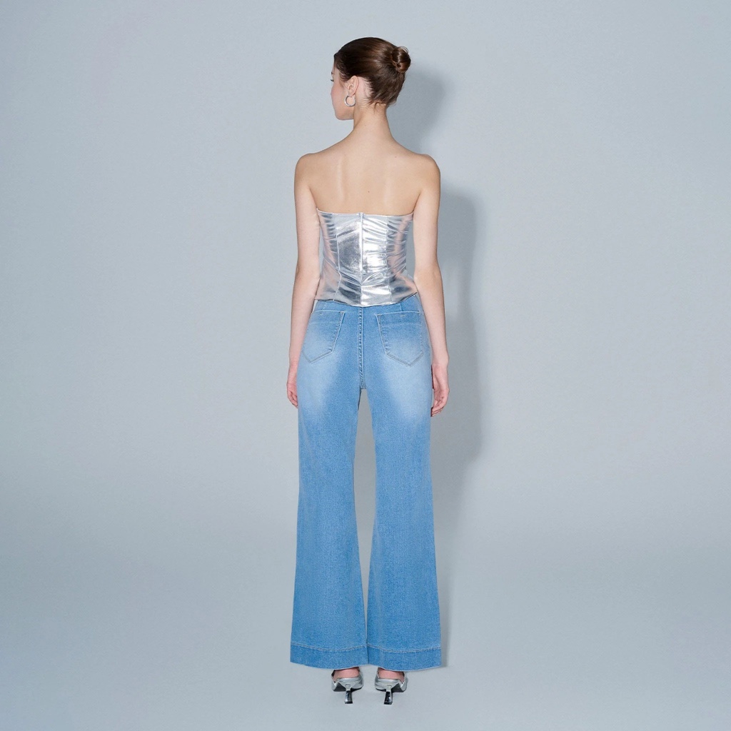 Metallic Fabric Bustier Top - Dottie