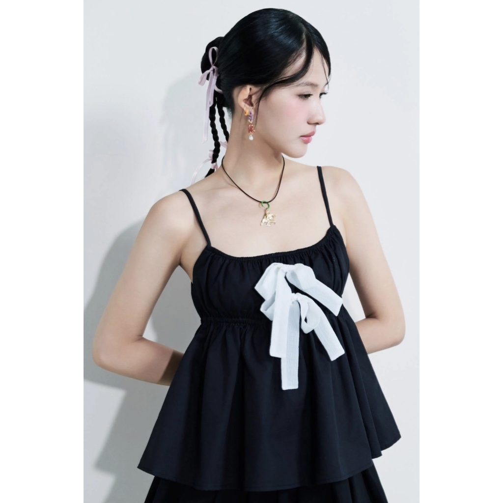 2-strap Style Shirt with Bow Tie - Dottie