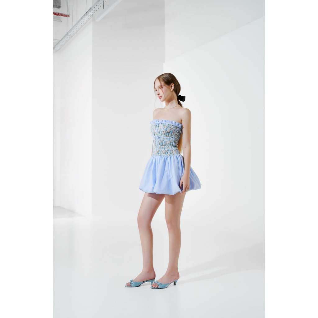 Tube Smocking Dress Blue - Dottie