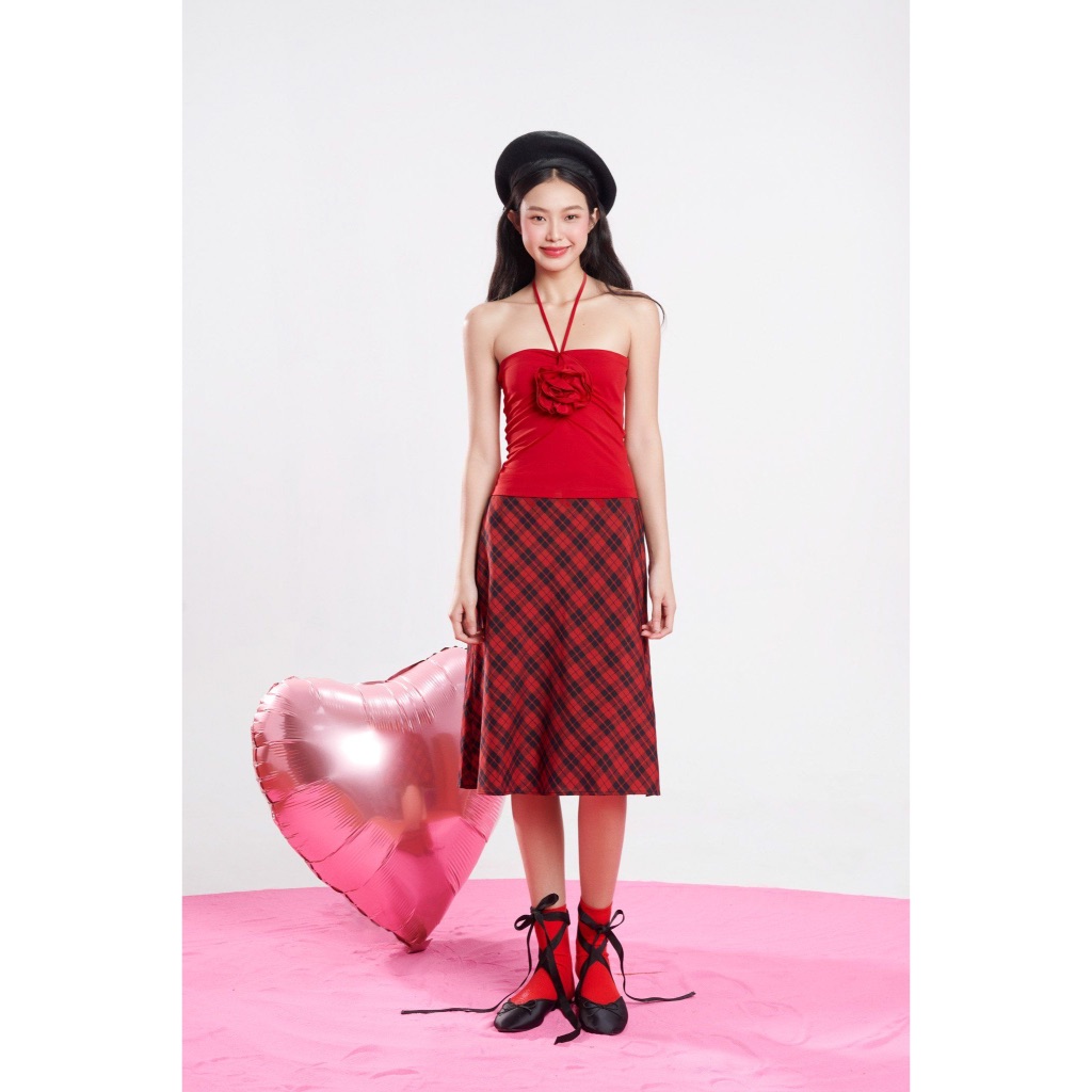 Mid-length Checkered Skirt - Dottie