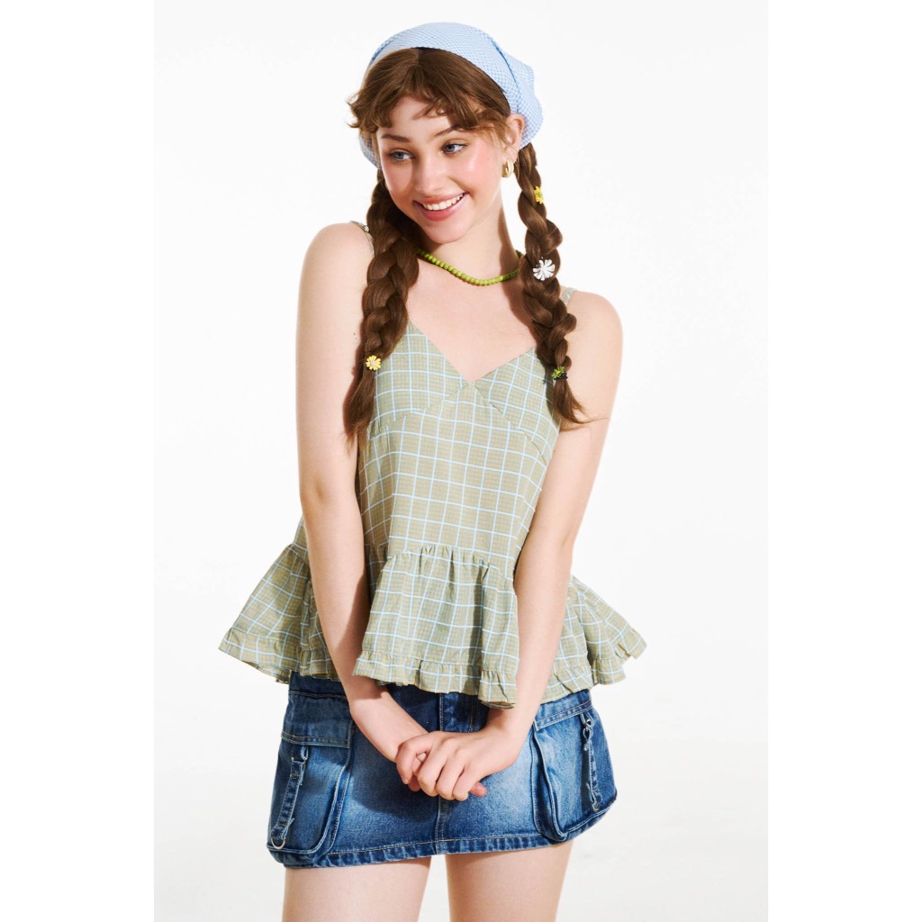 V-neck and Ruffles Top - Dottie