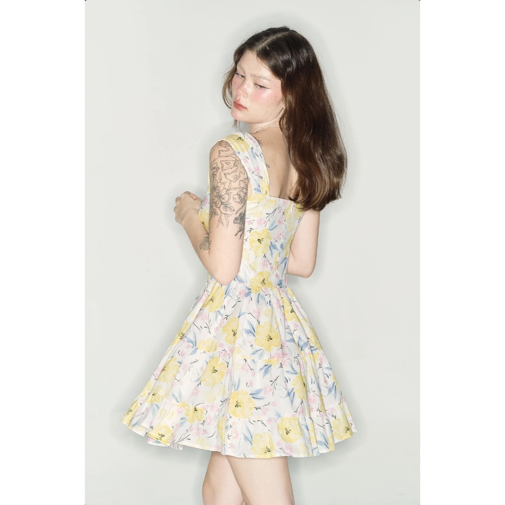 Floral-print Cropped Short Dress - Dottie