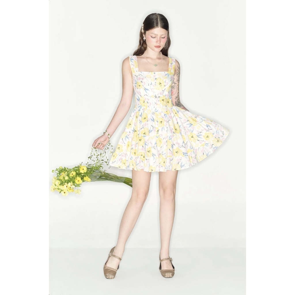 Floral-print Cropped Short Dress - Dottie