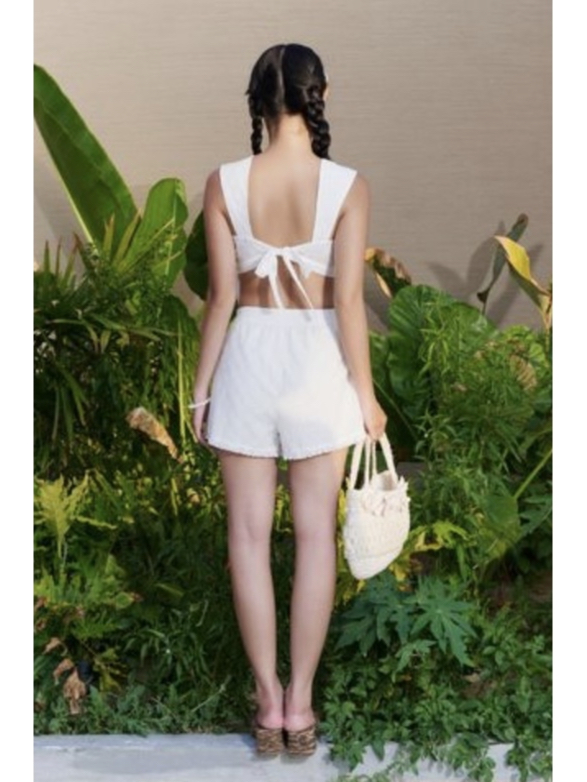 Embroidered Cotton Pants with Ruffles - Dottie